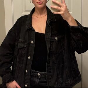 H&M Black Jean Jacket Classic Oversized Fit